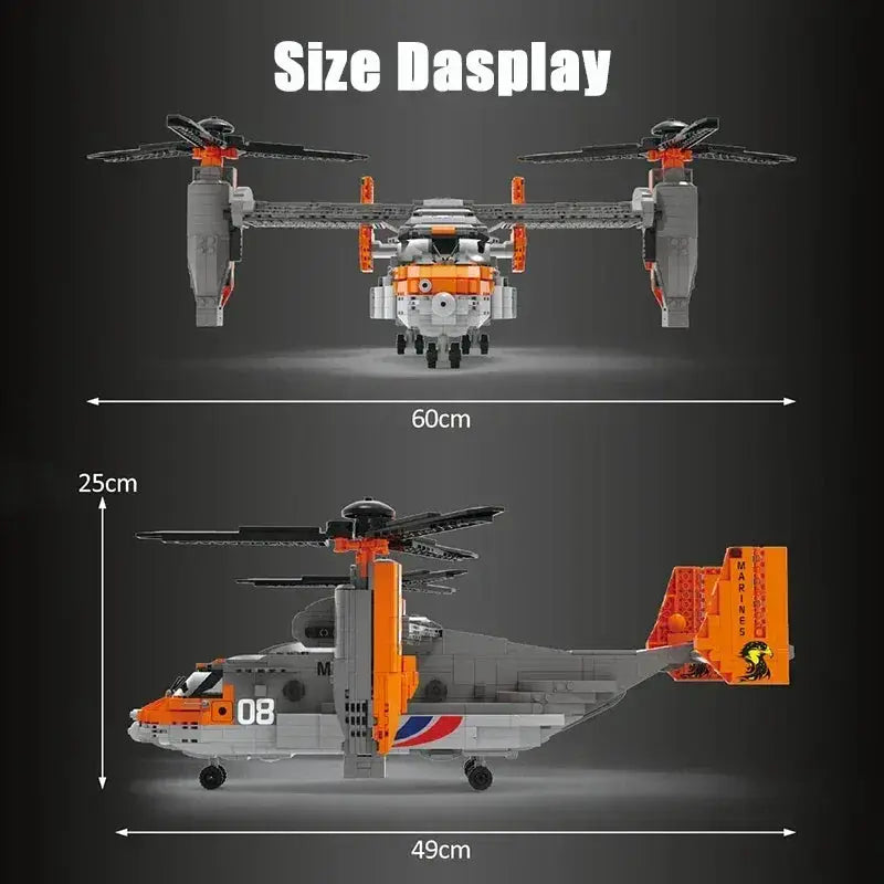 V22 Osprey Helicopter Building Blocks Lego Compatible - ToylandEU