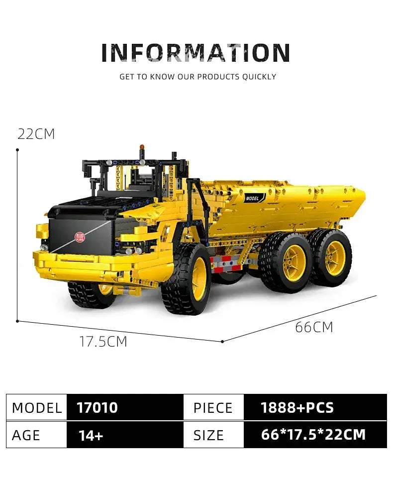 MOULD KING RC Dump Truck Building Blocks Set App Controlled - ToylandEU