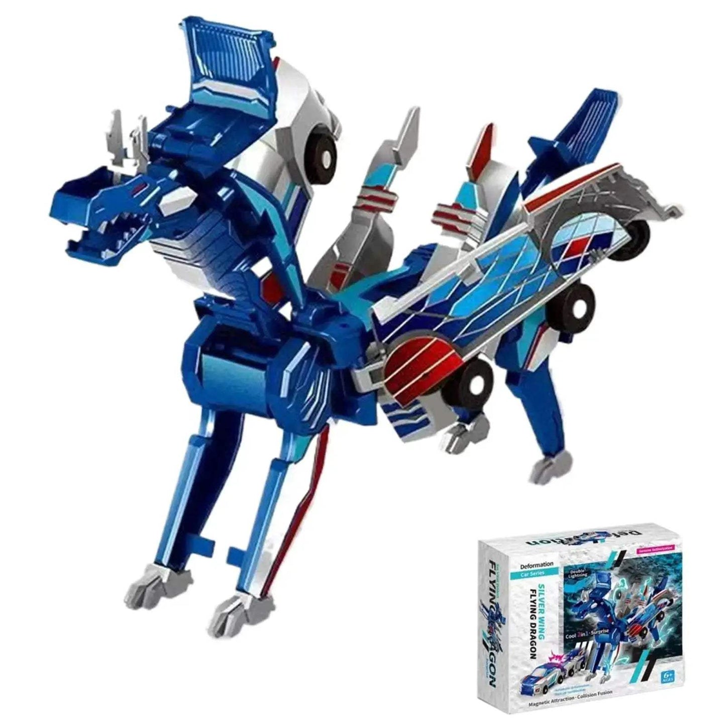 Magnetic 2-In-1 Transforming Car Toy With Unicorn And Dinosaur - ToylandEU