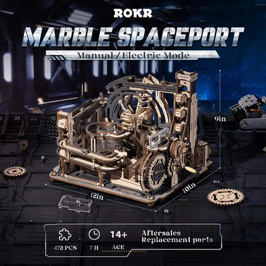 Marble Spaceport Wooden Model Kit For Teens And Adults - ToylandEU™