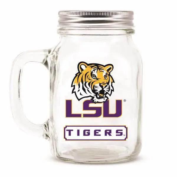 LSU Tigers Mason Jar Glass With Lid Durable Drinkware - ToylandEU™