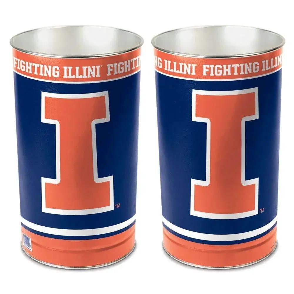 Illinois Fighting Illini Wastebasket 15 Inch Metal Office - ToylandEU™