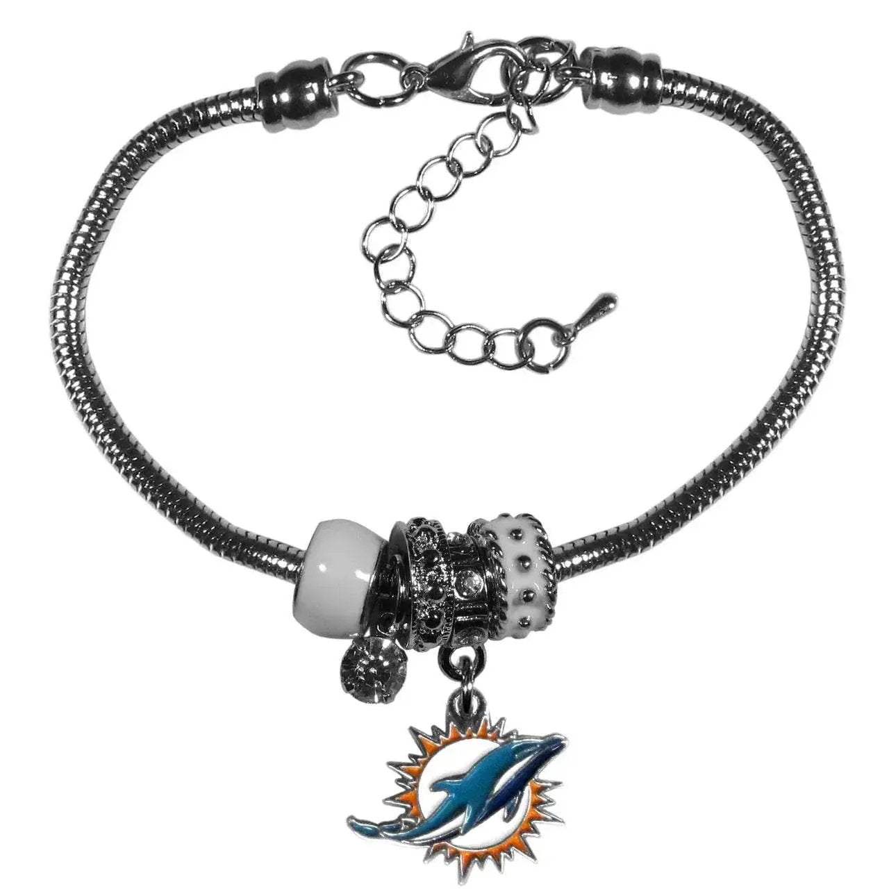 Miami Dolphins Euro Bead Bracelet With Elegant Rhinestones - ToylandEU™