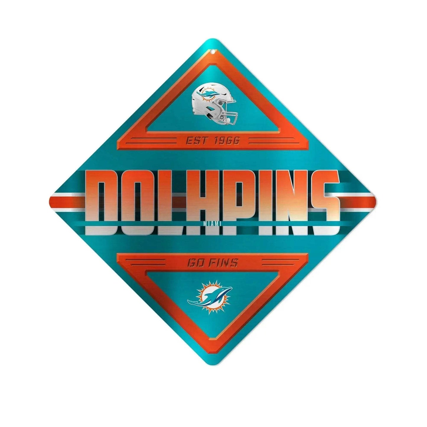Miami Dolphins Metal Diamond Shape Sign Rico Industries - ToylandEU
