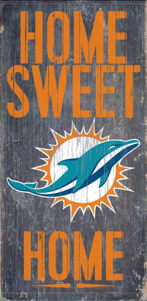 Miami Dolphins Wood Sign Home Sweet Home 6x12 Inch Decor - ToylandEU