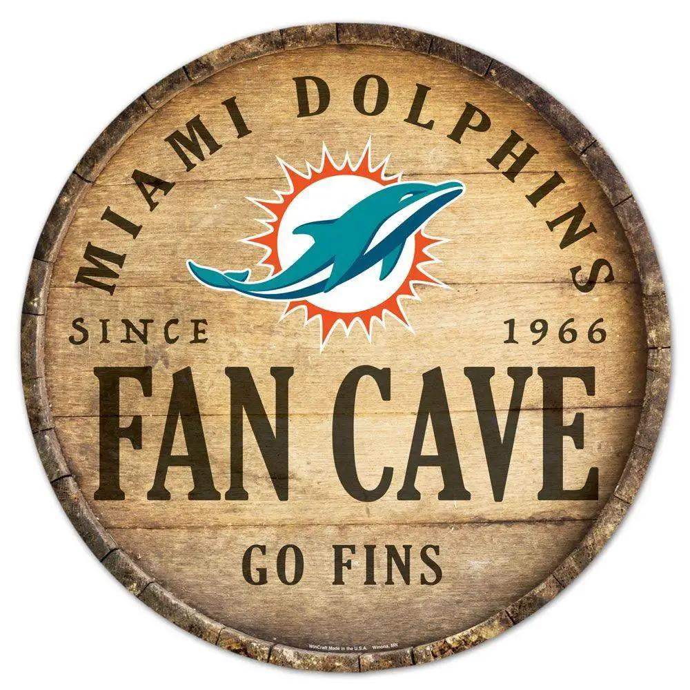 Miami Dolphins Wood Sign Round Barrel Top 14 Inch Decor - ToylandEU™