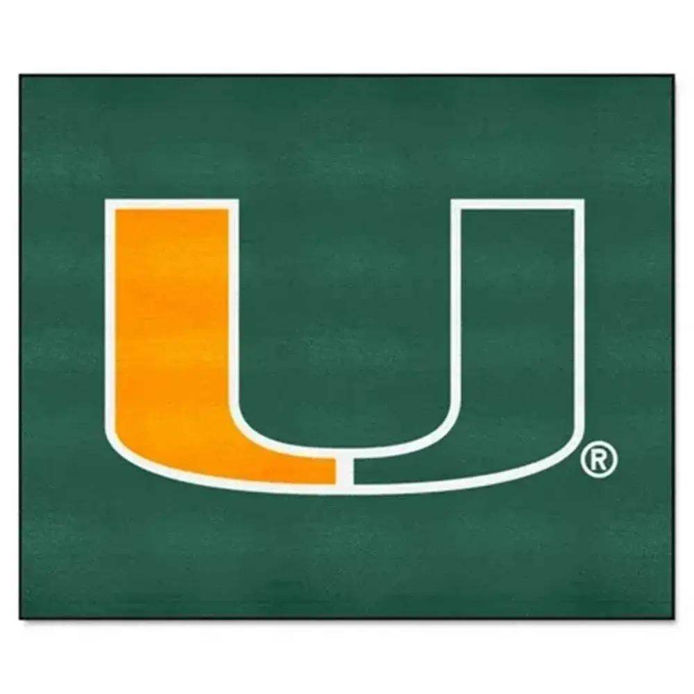 Miami Hurricanes Tailgater Mat 5x6 U Design Rug Licensed - ToylandEU™