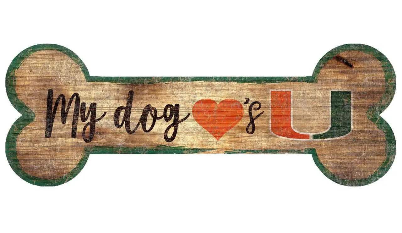 Miami Hurricanes Wood Sign 6x12 Dog Bone Shape Distressed - ToylandEU™