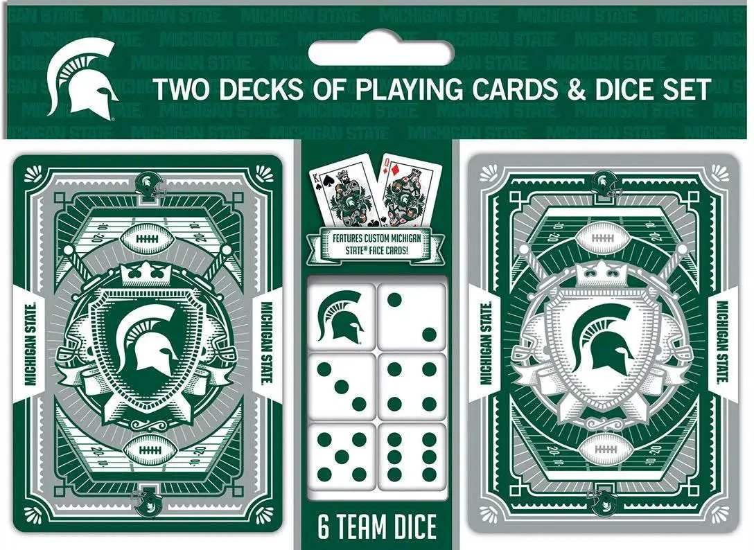 Michigan State Spartans 2 Pack Playing Cards and Dice Set - ToylandEU™