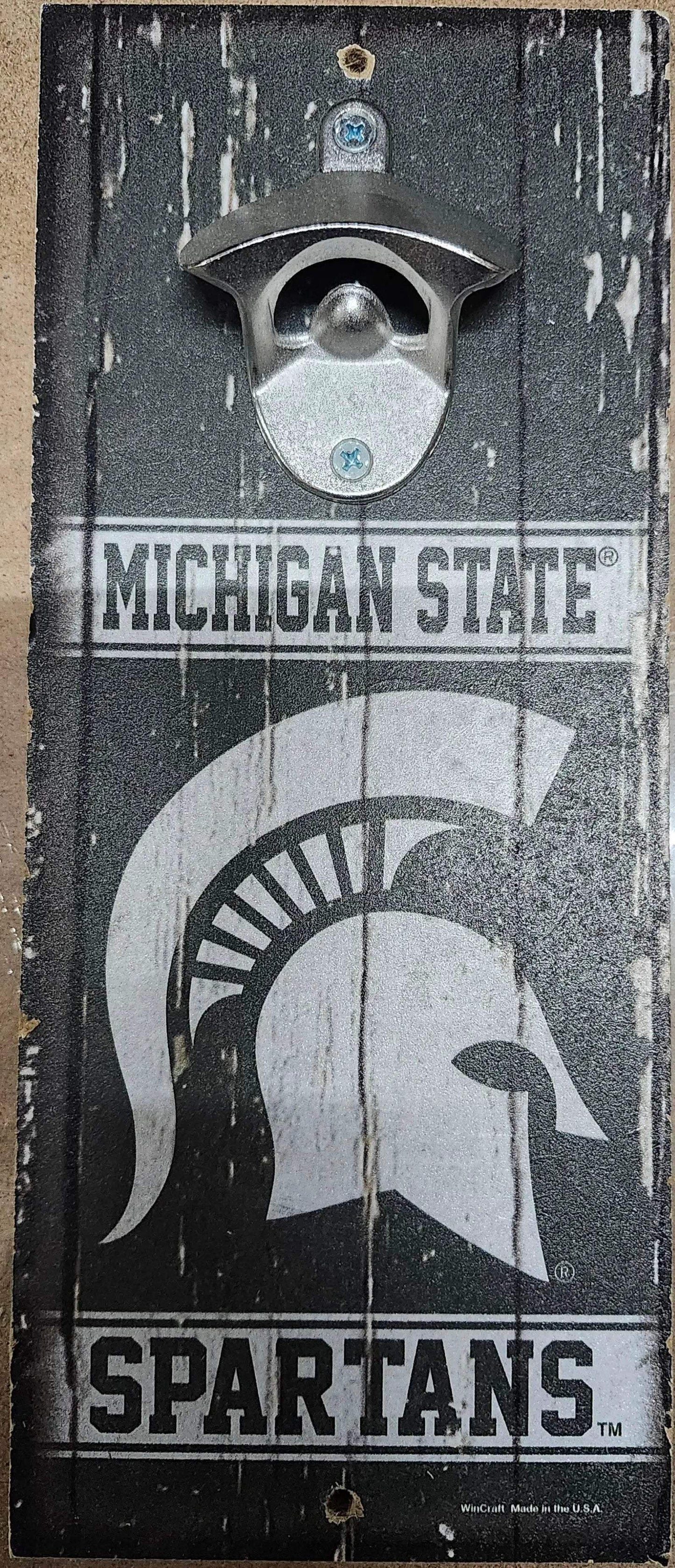 Michigan State Spartans Wood Sign Bottle Opener 5x11 Retro - ToylandEU™