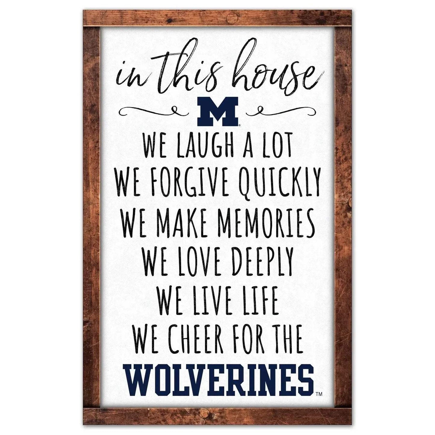 Michigan Wolverines 11x17 Wood Sign In This House Decor - ToylandEU™