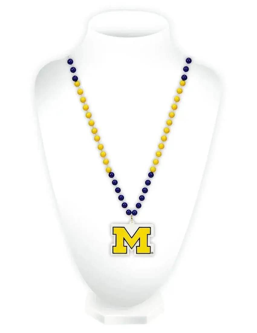 Michigan Wolverines Beads with Medallion Mardi Gras Style - ToylandEU