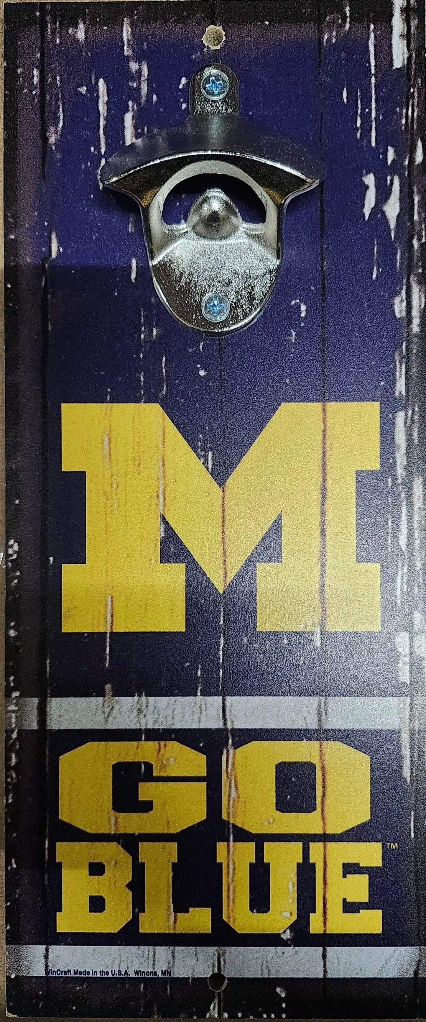 Michigan Wolverines Wood Sign Bottle Opener 5x11 Slogan - ToylandEU™