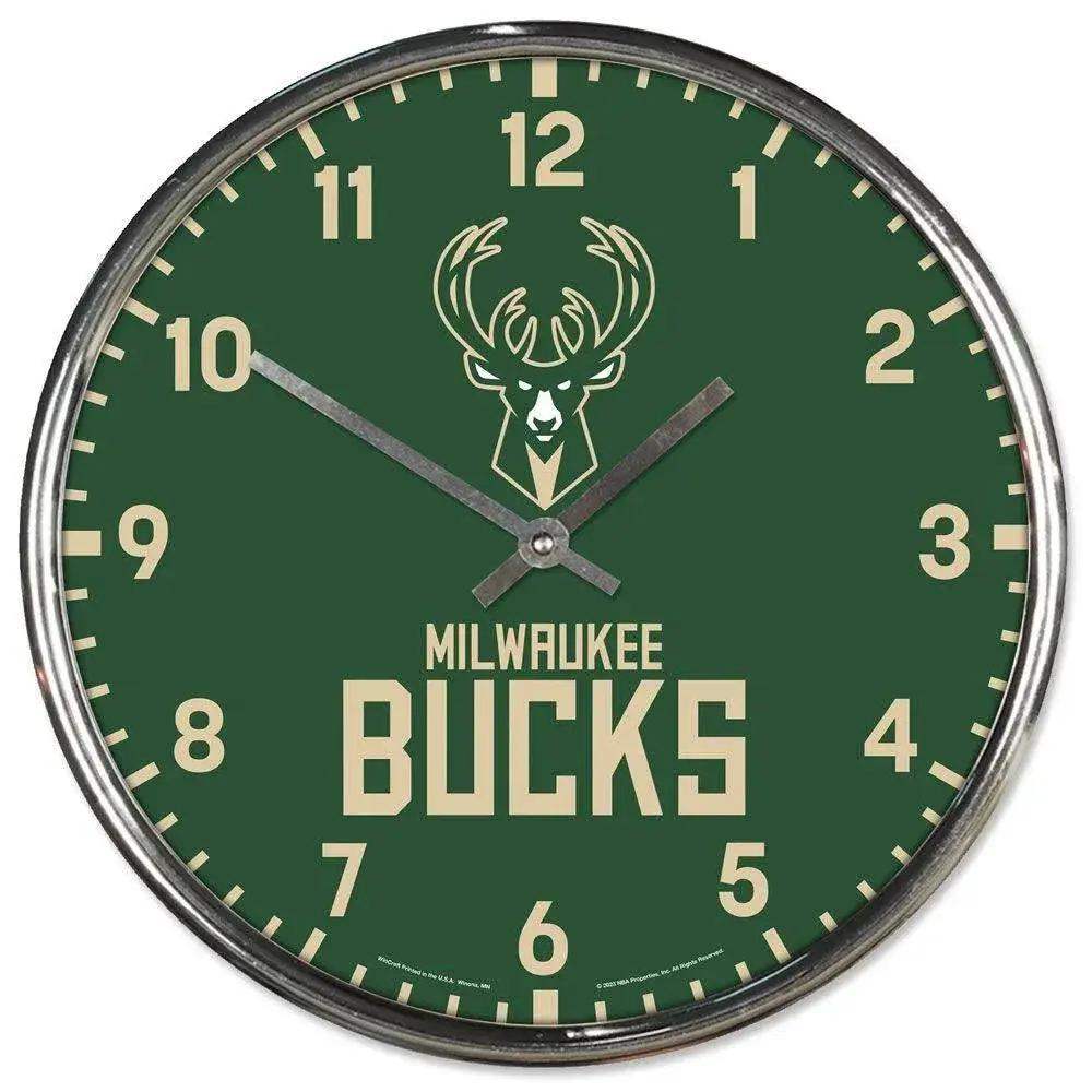 Milwaukee Bucks Chrome Round Wall Clock 12 Inch Metal Hands - ToylandEU™