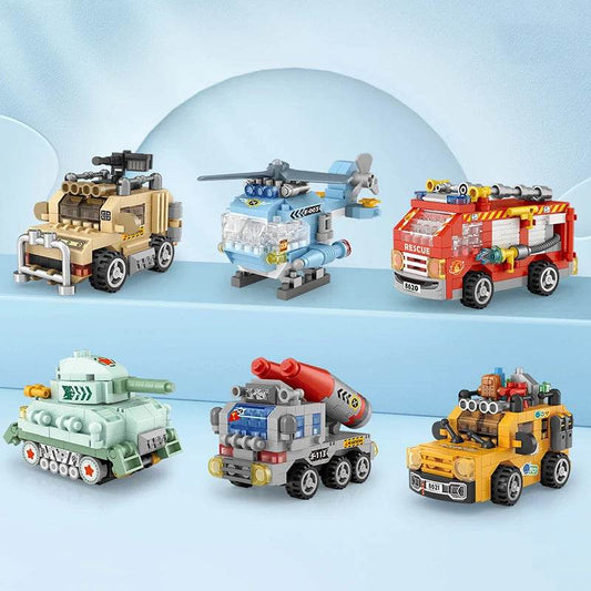 Mini Building Blocks Car Kit DIY Tank Fire Truck Locomotive - ToylandEU