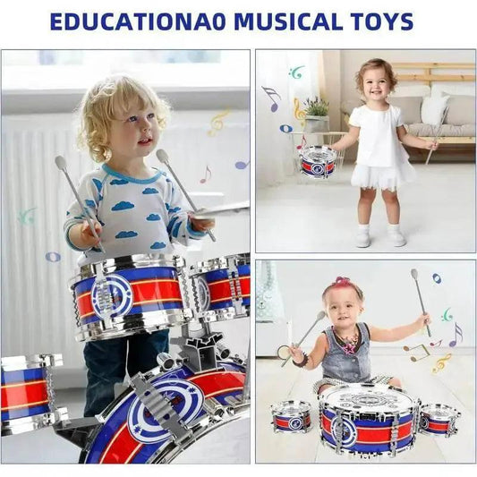 Mini Jazz Drum Set 6 Drums with Stool Toy for Kids - ToylandEU™