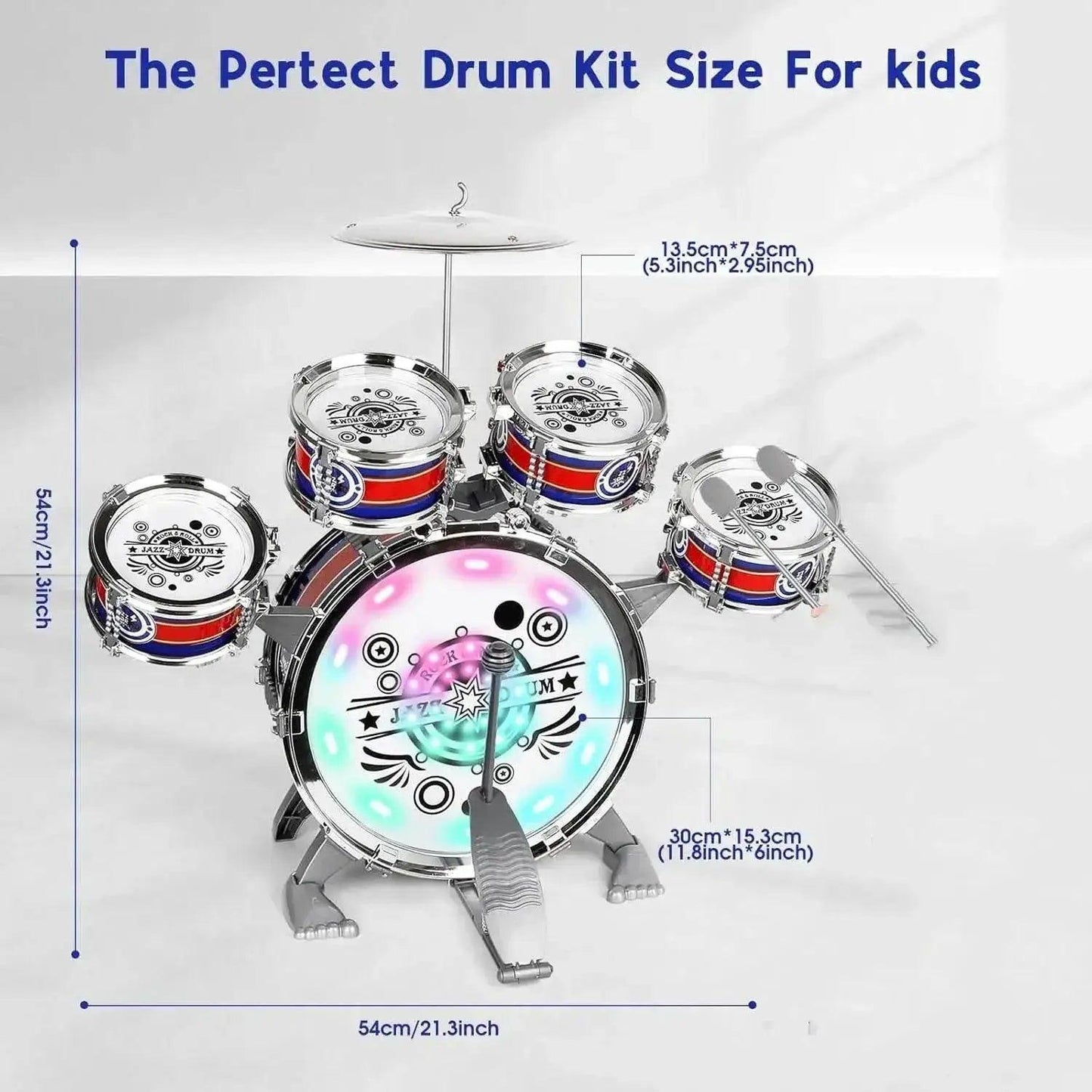 Mini Jazz Drum Set 6 Drums with Stool Toy for Kids - ToylandEU™