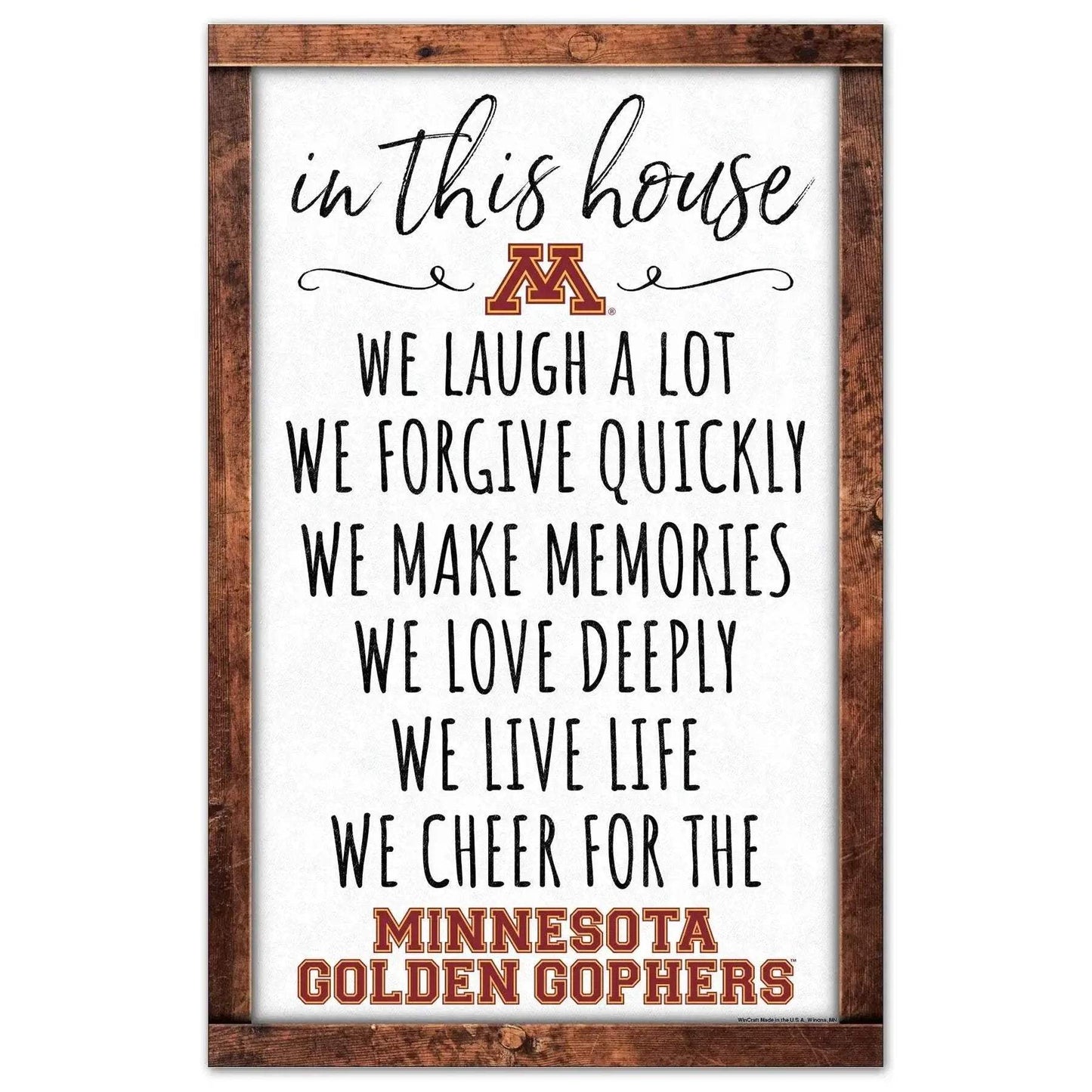 Minnesota Golden Gophers Sign 11x17 Wood In This House - ToylandEU™