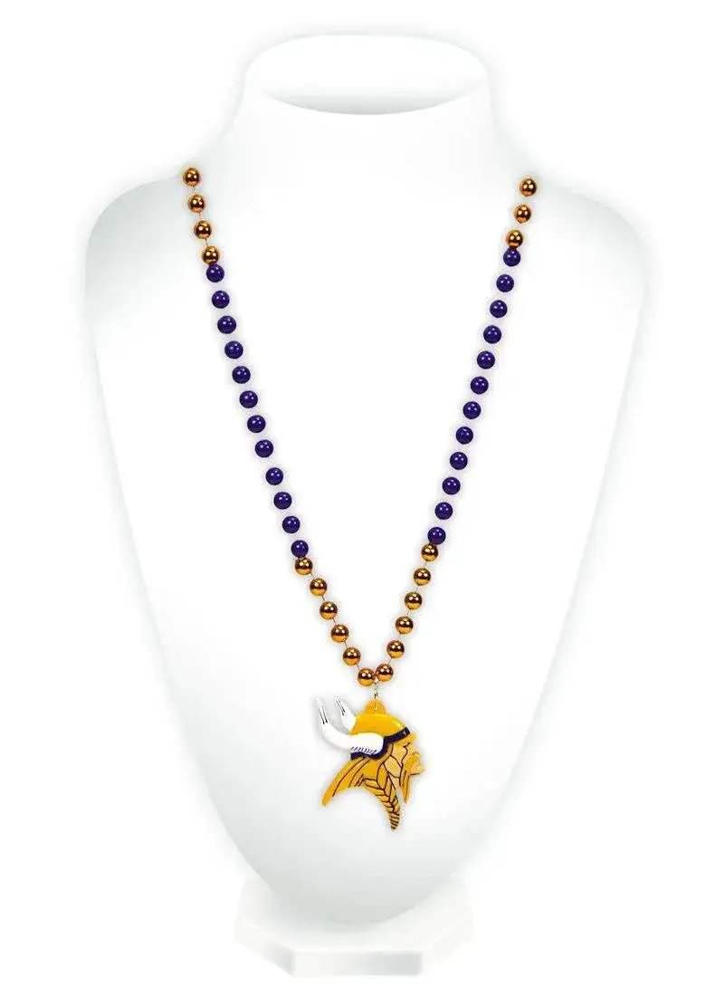 Minnesota Vikings Beads With Medallion Mardi Gras Style - ToylandEU™