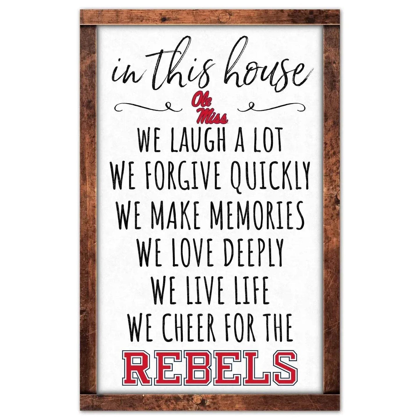 Mississippi Rebels Sign 11x17 Wood In This House Wall Art - ToylandEU™