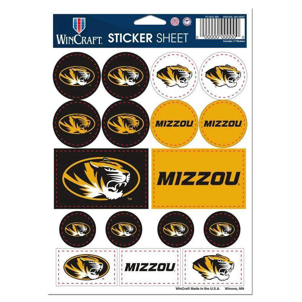 Missouri Tigers Decal Sheet 5x7 Vinyl Sticker Pack Wincraft - ToylandEU™