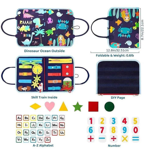 Montessori 20 In 1 Toddler Busy Board Travel Sensory Toy For Fine Motor Skills Learning - ToylandEU™