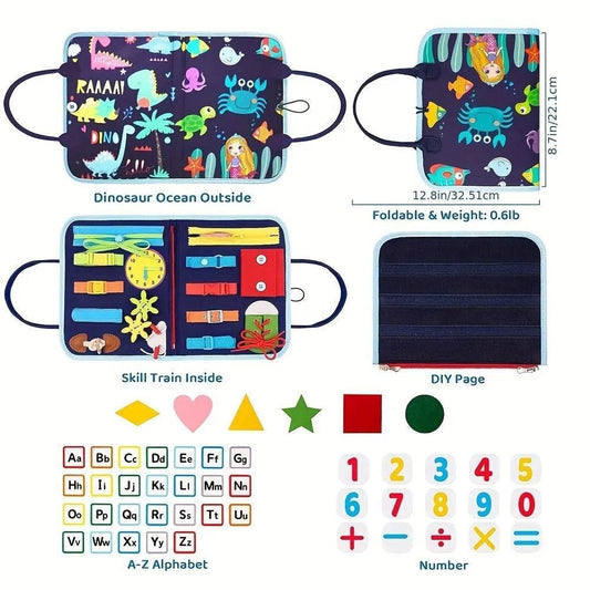 20-in-1 Montessori Toddler Busy Board Sensory Toy with DIY Panels for Fine Motor Skills Learning and Travel - ToylandEU