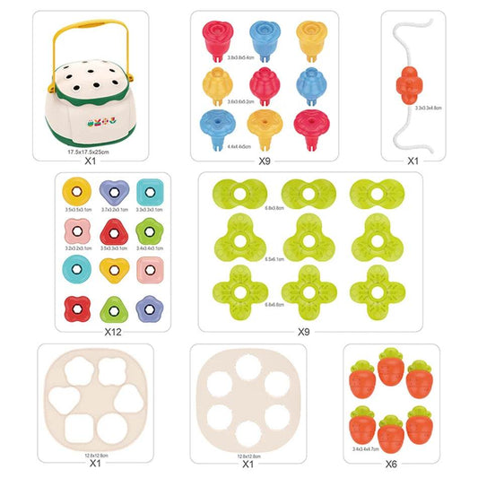 4in1 Baby Montessori Toy Toddler Fine Motor Skills Training Beads Toys Shape Sorting Blocks for Baby Preschool Sensory Activity - ToylandEU