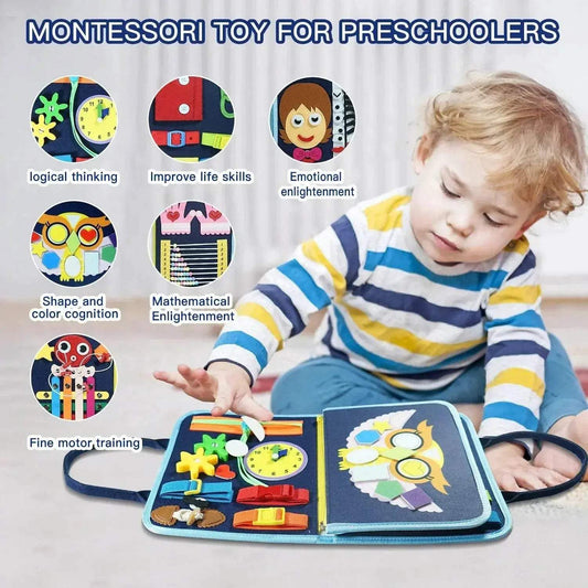 Montessori 7 in 1 Busy Board for 3-6 Year Olds Sensory Learning Toy Fine Motor Skills - ToylandEU™