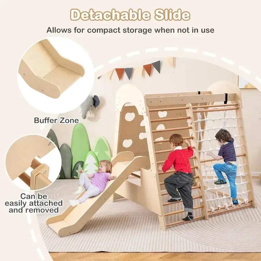 Montessori Beech Wood Indoor Playground Eight In One For Toddlers - ToylandEU
