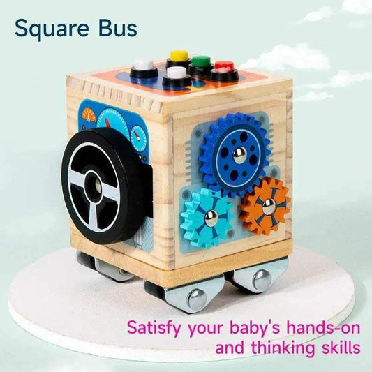 Montessori Busy Board Polyhedron Bus With LED Light Switch Travel Educational Toy For Children 0 To 6 - ToylandEU™