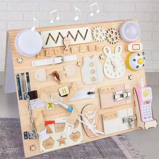 Montessori Busy Board Wooden DIY Toy For Toddlers 0 To 3 Years Handcrafted Life Skills - ToylandEU™