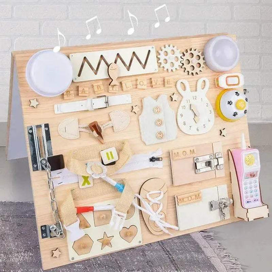 Montessori Busy Board Wooden DIY Toy For Toddlers 0 To 3 Years Handcrafted Life Skills - ToylandEU™