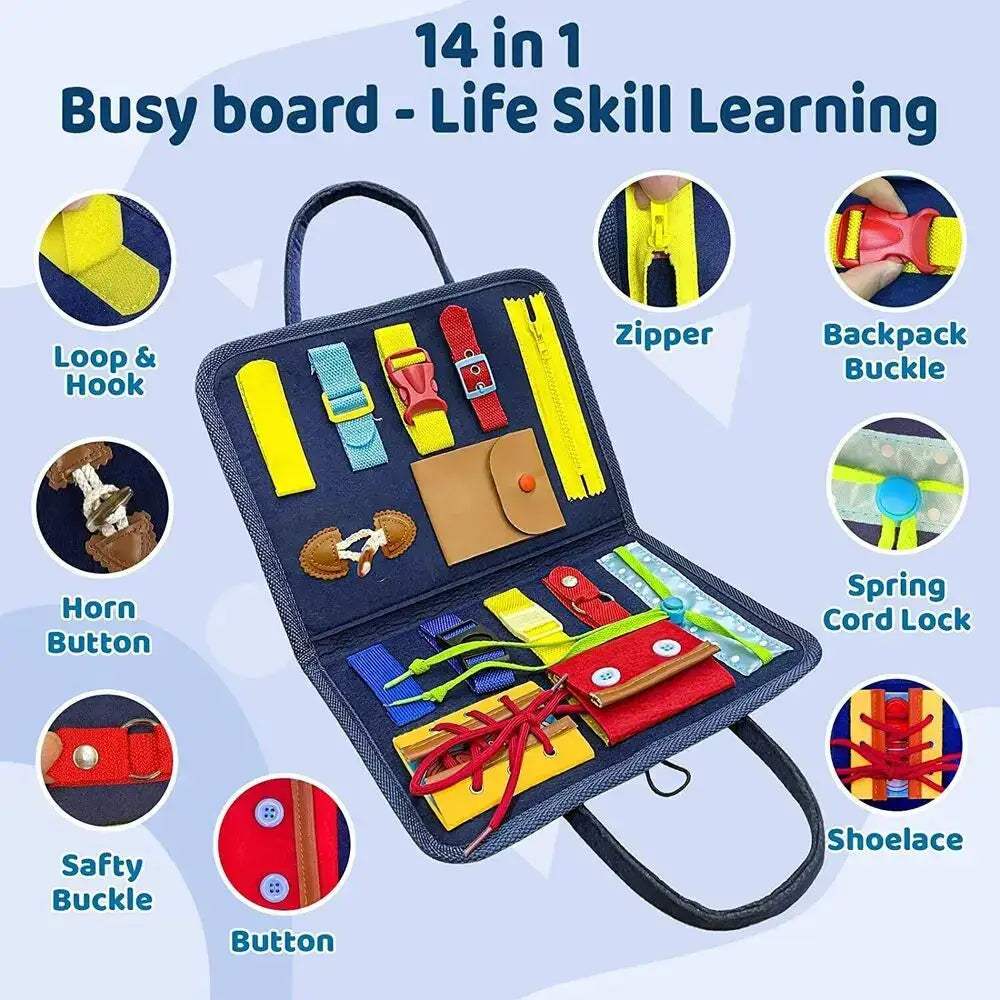 Montessori Busy Board for Kids Fine Motor Buckle Training - ToylandEU