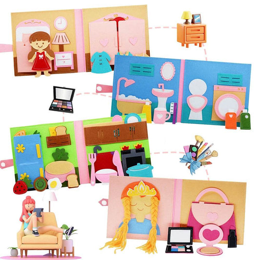Montessori Busy Book DIY Felt Quiet Book 3D Activities Cloth Story Book Preschool Learning Education Habits Toys for Toddler 3+ - ToylandEU