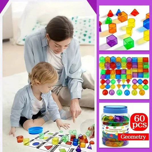 Children Montessori Education Math Toys 3D Geometric Solids Shapes Color Sorting Colorful Letters Numbers Learning Teaching Aids - ToylandEU