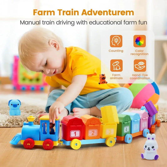 Montessori Farm Train Set Toddlers Counting And Sorting Fun - ToylandEU™