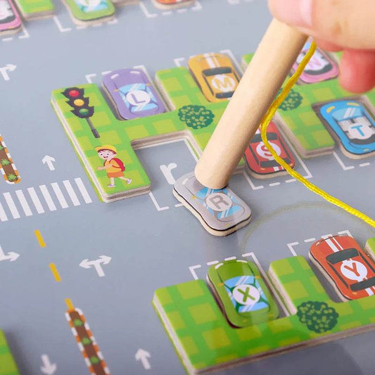 Montessori Magnetic Alphabet Maze Letter Puzzle Gifts for Kids Parking Lot Puzzles for Children Preschool Girls Boys Kids - ToylandEU