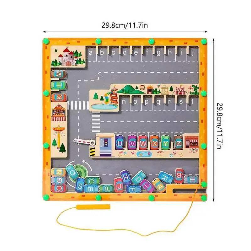 Montessori Magnetic Alphabet Maze Wooden Activity Board For Early Literacy Practice Ages Three And Up - ToylandEU™