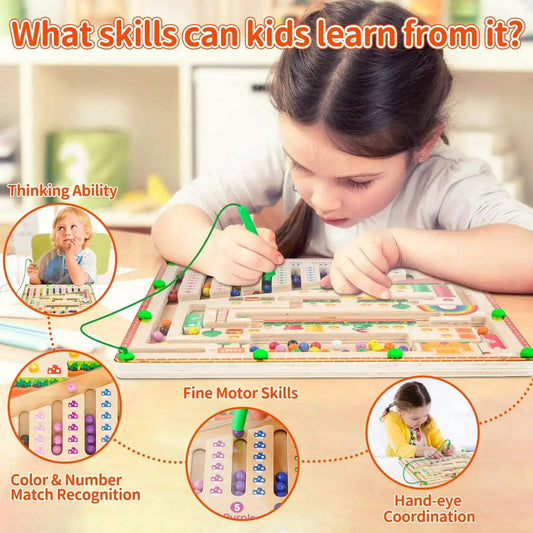 Montessori Magnetic Color Number Maze Wooden Toy CE - ToylandEU™