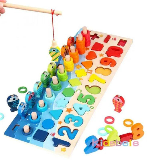 Montessori Math Toys Wooden Puzzle Fishing Game Stem - ToylandEU™
