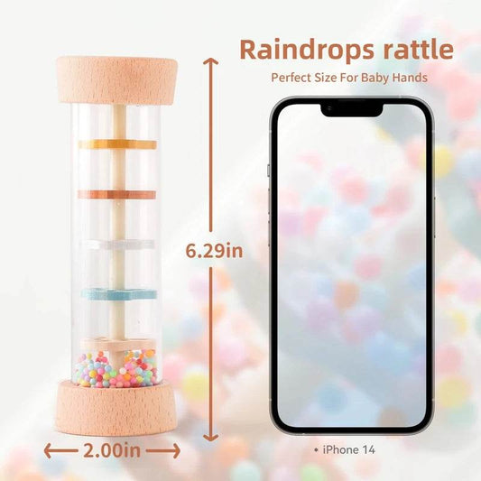 Montessori Baby Rain Stick Rainbow Hourglass Rain Music Rattle Colorful Sensory Toy for Kids - ToylandEU