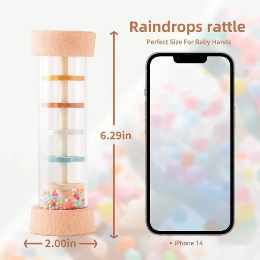Montessori Baby Rain Stick Rainbow Hourglass Rain Music Rattle Colorful Sensory Toy for Kids - ToylandEU