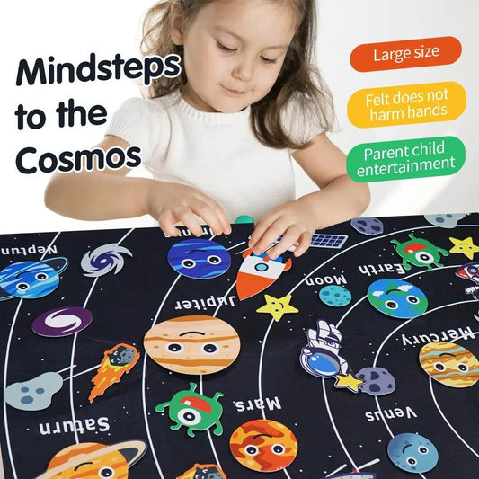 Montessori Space Educational Toy - Solar System Felt Board with Hanging Planets for Storytelling & STEM Learning - ToylandEU