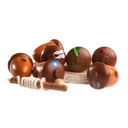 Montessori Wooden Acorn Lacing Toy For Toddlers Fine Motor Skills - ToylandEU