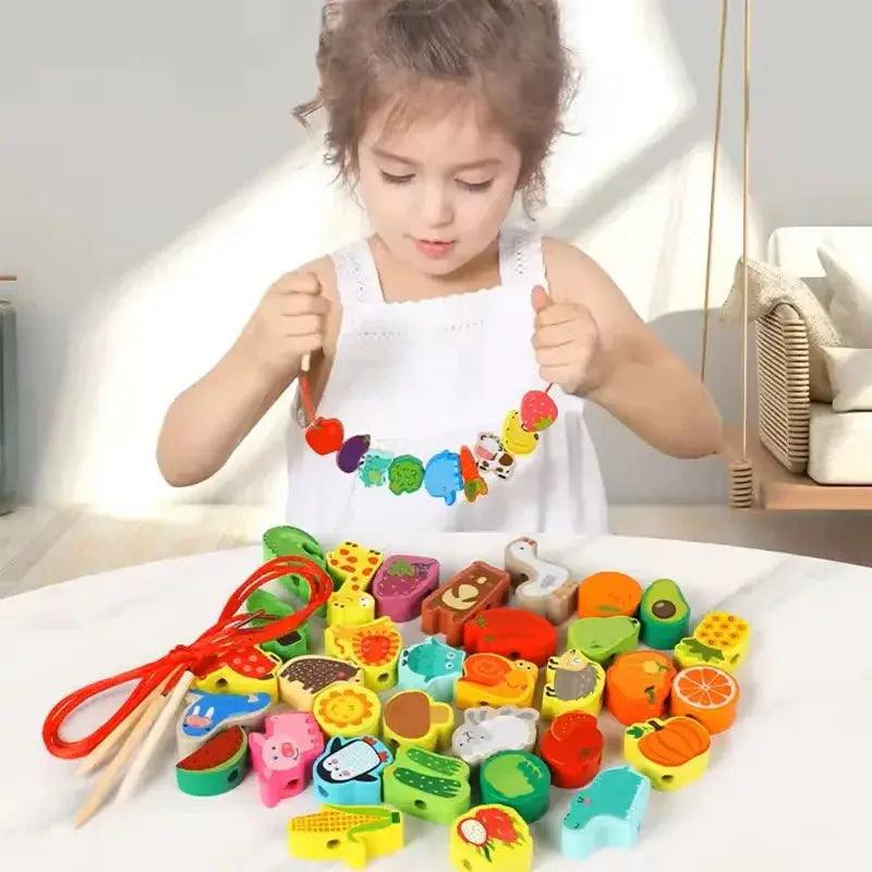 Montessori Wooden Bead Toys 21pc Set for DIY Learning - ToylandEU™