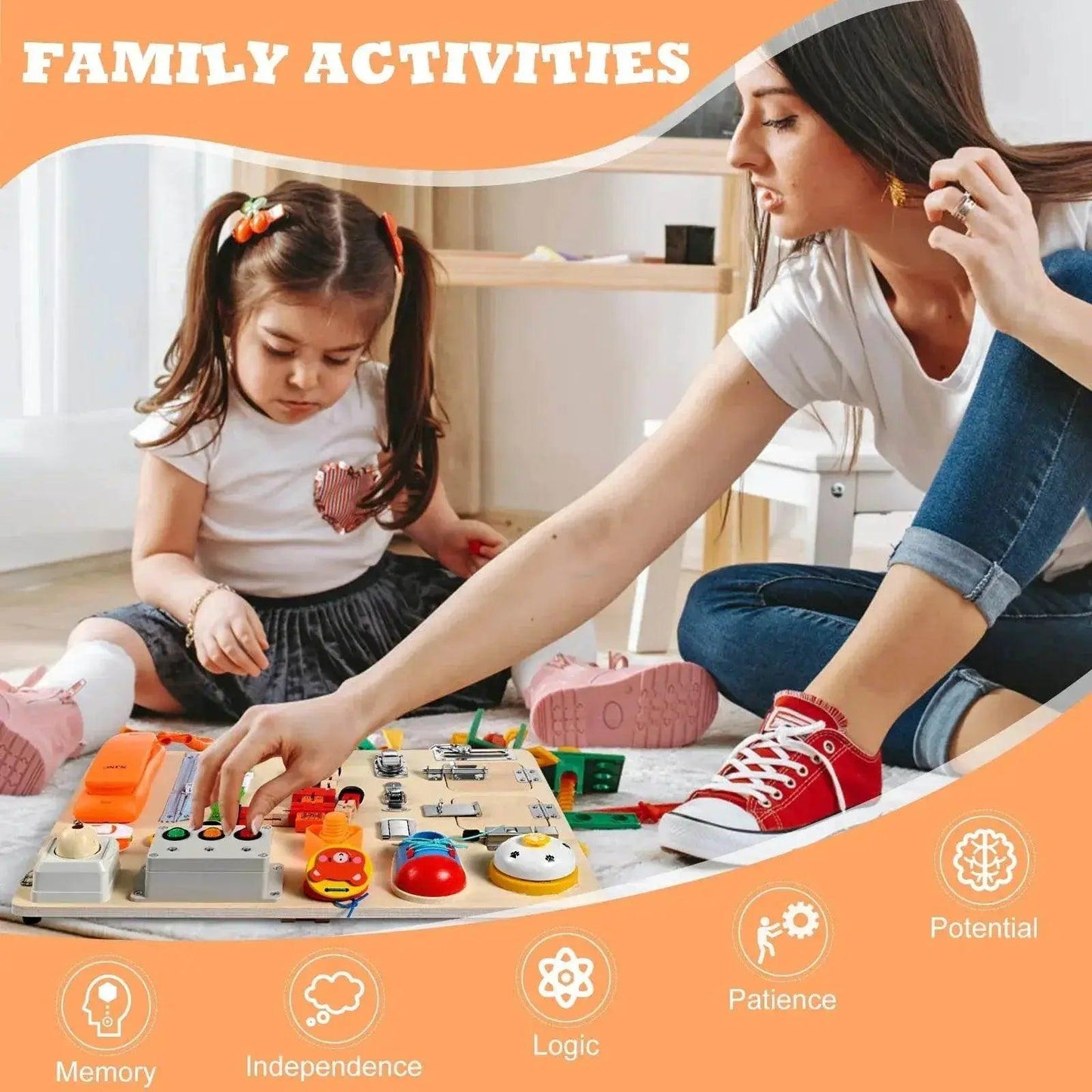 Montessori Wooden Busy Board For Kids Sensory Learning Toy Ages 3 To 12 Safe Wood - ToylandEU™