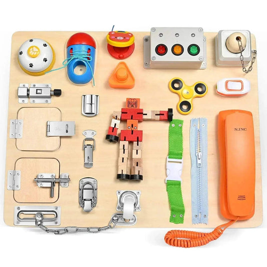 Montessori Wooden Busy Board - Engaging Sensory Learning Toy for Kids - ToylandEU