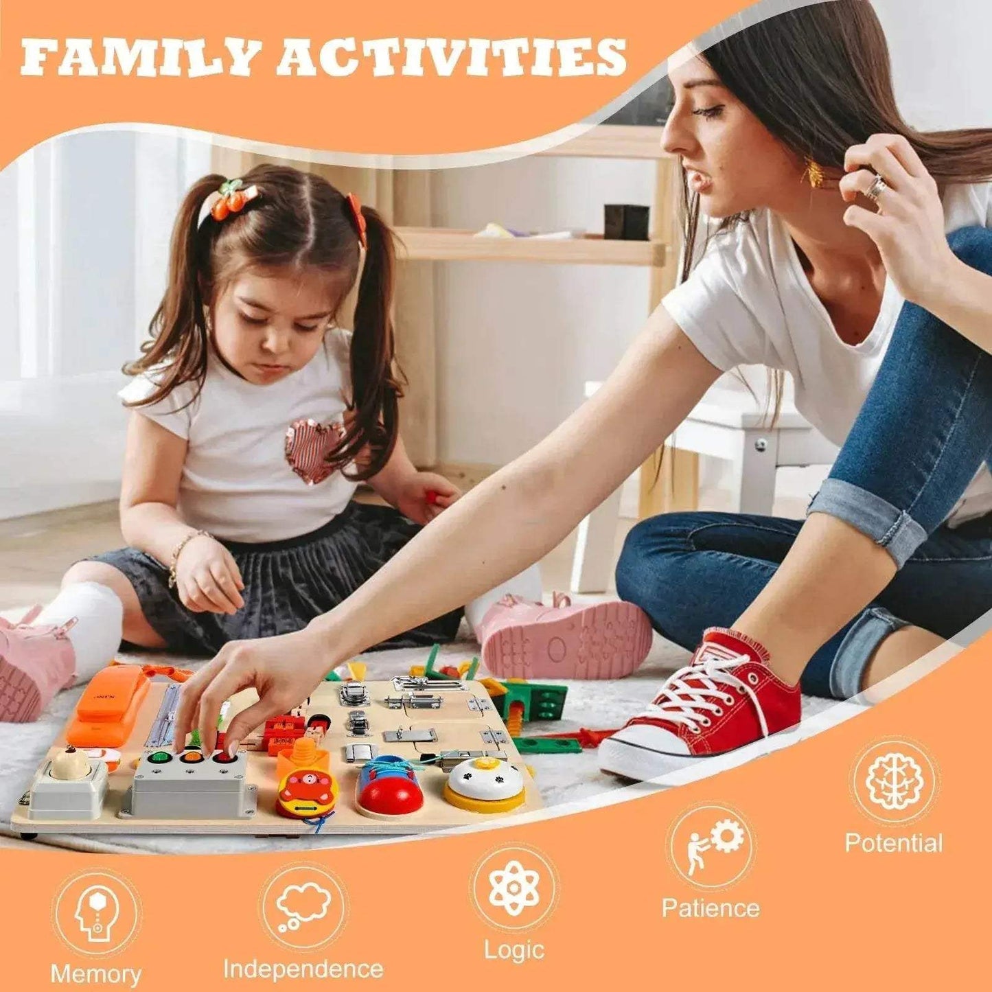 Montessori Wooden Busy Board For Kids Sensory Learning Toy Ages 3 To 12 Safe Wood - ToylandEU™