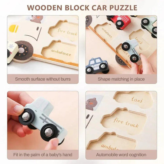 Montessori Wooden Car Puzzle For Babies 3D Educational - ToylandEU™